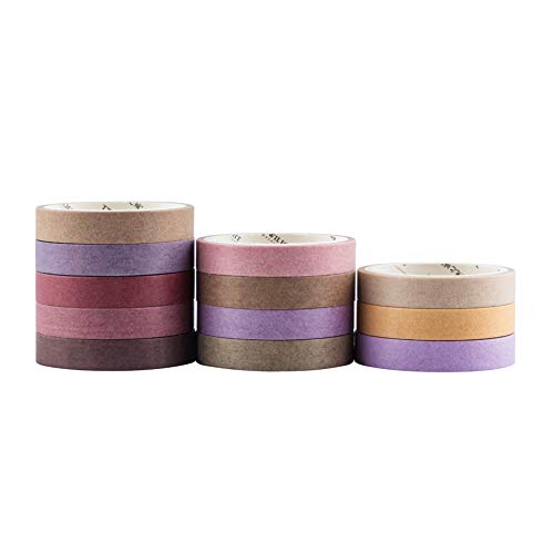 YUBBAEX 12 Rolls Washi Tape Set Natural Color Decorative Tapes for Arts, DIY Crafts, Journals, Planners, Scrapbook, Wrapping Wide -Salty Morandi- (Morandi, 8mm x 12Rolls) - color: Morandi, size: 8mm x 12Rolls