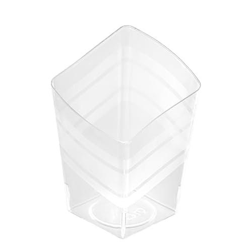 Restaurantware-Mini Serve 3 Ounce Triangular Tasting Cups, 100 Slanted Mini Dessert Cups - Disposable, Striped Design, Clear Plastic Parfait Cup, Serve Appetizers, Samples, Or Desserts, For Buffet - size: 100 Count, style: Diamond