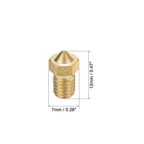 uxcell 10pcs 3D Printer Nozzle,Brass V6 Nozzle 0.2mm,Extruder Print Head for Filament 1.75mm V5-V6 M6 3D Printer - size: 0.2mm