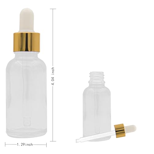 12 Pcs Glass Dropper Bottles with Eye Dropper Dispensers Lab Dropping Bottles with 2Pcs Long Pipettes 2Funnel and12 Label for Travel Cuticle Massage Essential Oils Perfume (Clear,1oz) - color: Clear, size: 1 Ounces