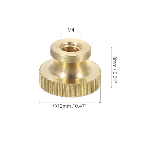 uxcell Knurled Thumb Nuts, 3Pcs M4 x D12mm x H8mm Brass High Head Through Hole with Collar High Head Through Hole Round Knobs Fasteners for 3D Printer Parts, Machine Tools - size: M4 x D12mm x H8mm
