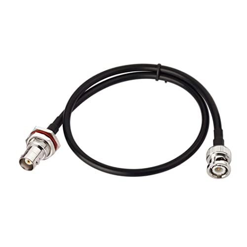 Bingfu BNC Male to Female Bulkhead Mount RG58 Coax Jumper Cable 60cm 2 feet 2-Pack for Wireless Microphone System Receiver Amateur Mobile CB Radio UHF VHF Ham Radio Antenna - size: 60cm / 2 feet - 2 Pack
