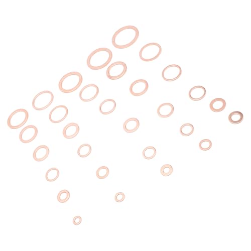 568pcs Copper Washers Assortment Kit, 30 Sizes M5-M28 Metric Oil Drain Plug Gasket Seal Kit, Flat Sealing Crush Washers Assortment Set for Automotive, Plumbing, Electrical, Mechanical Use, IMPA813080