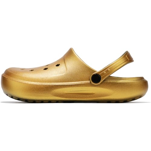 Tie-dye Women's Clogs Lightweight Slip-on Garden Shoes EVA Slippers/Sandals/Water Shoes - color: Gold K001, size: 8 Wide
