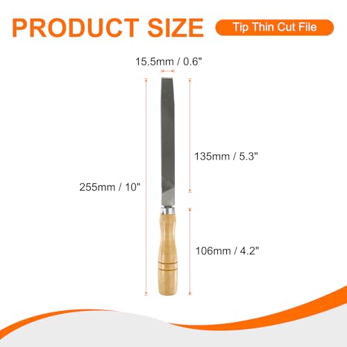 HARFINGTON Tip Thin Cut File 6" Double Cut Teeth High Carbon Steel Hand Rasp File with Wood Handle for Metal Wood Deburring Removing - size: 6", style: Thin