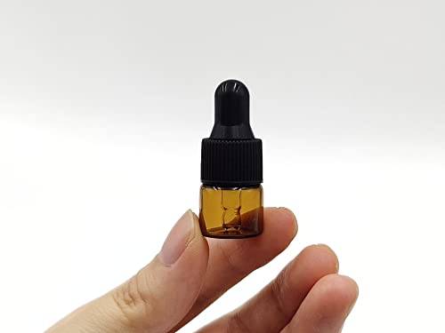 15Packs 1ml Tiny Amber Glass Mini Dropper Bottles for Essential Oils, Cosmetics, and Liquid Small Empty Travel Sample Vials with Dropper and Black Caps - size: 1ml