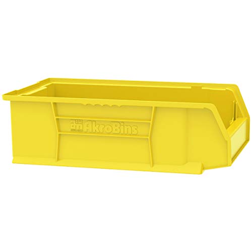 Akro-Mils 30280 Super-Size AkroBins Plastic Storage Bins, Space-Saving Stackable Bins for Garage, Classroom, Warehouse Organization, 20" L x 12" W x 6" H, Yellow, 4-Pack - color: Yellow, (4-Pack)