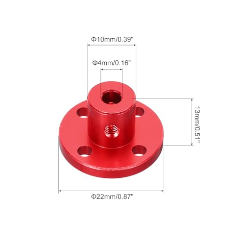 MECCANIXITY 4pcs 4mm Bore Rigid Red Flange Coupling Connector Aluminum Motor Bearing Shaft Mounting Hub with Wrench for DIY RC Model Motors - color: Red, size: 4mm