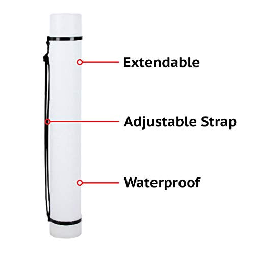 CalPalmy 2-Pack Expandable Poster Tube with Strap - White Storage Tubes 24.75" to 40" with Caps and Labels - Use for Blueprint Document Poster Carrying Case and Holder - color: White, size: large, style: Round