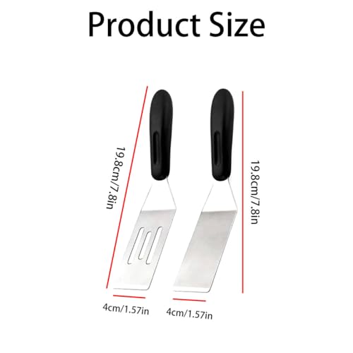 4 Piece Mini Metal Spatula Set, Small Stainless Steel Serving and Cooking Turners for Brownies, Cookies, Lasagna, Pancakes, and Cake