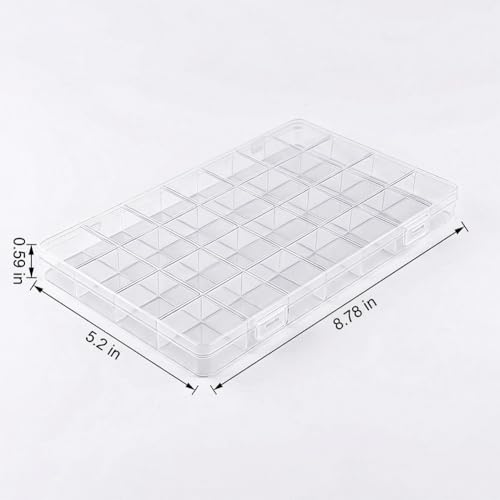 4 Pack 28 Grids Clear Plastic Organizer Box,Small Compartment Organizer for Jewelry,Art Craft,Bead Storage Containers