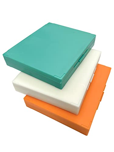 MUHWA 100-Place Plastic Microscope Slides Storage Box, 3 Packs Microscope Glass Slide Box, Assorted Color, Green, Orange, White - color: Green, Orange, White