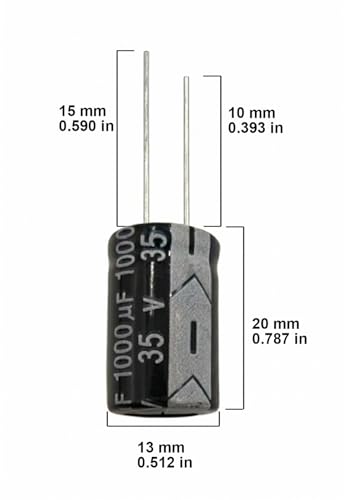 1000uF 35V 13 * 20mm 15pcs Electrolytic Capacitor 1000 uF MFD 35 Volt 0.51 * 0.79in Aluminum Capacitors - size: 1000uF 35V 13*20MM