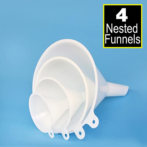 Oil Funnel Set - Plastic Funnels for Automotive & Kitchen - color: White