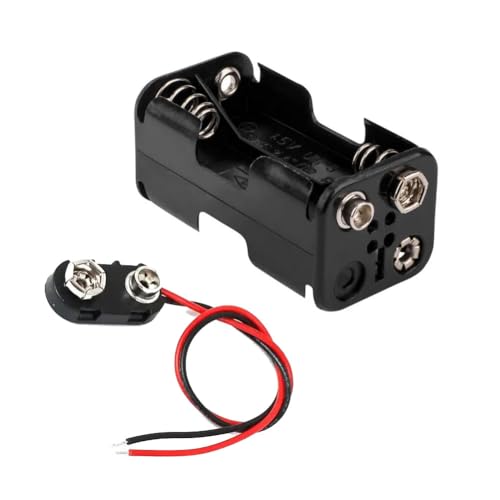 5 Pcs 4 x 1.5V (6V) AA Battery Holder Wire Leads with 5 Pcs I Type 9 Volt Battery Snap Connector Kit - Total 10 PCS - color: Black&Red