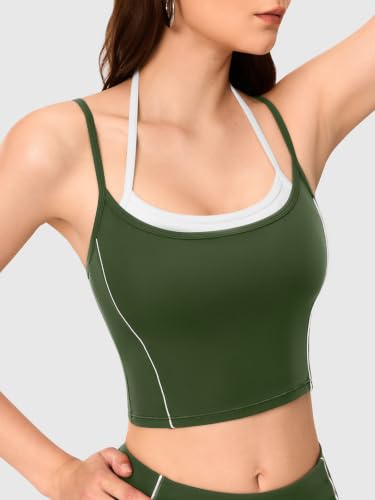 Workout Sets for Women, Drawstring Seamless Leggings with Workout Tank Tops,2 Piece Outfits for Pilates,Gym,Yoga - color: Grn023, size: X-Large