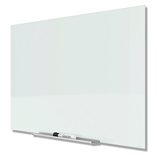 Quartet Dry Erase Board, 39" x 22" Glass Magnetic Whiteboard, Wide Format, Horizontal White Board, InvisaMount, White (G3922IMW) - size: 39"W x 22"H