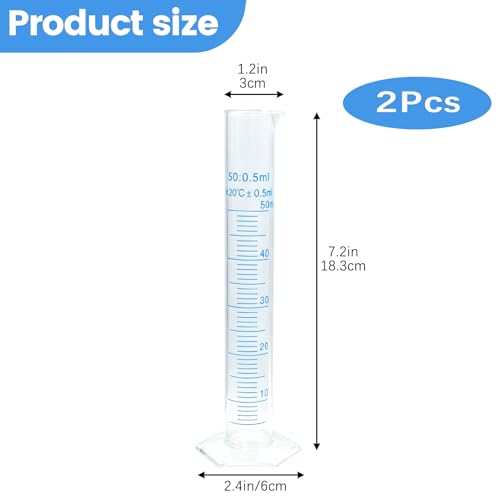 Geesatis 2 Pcs Plastic Graduated Measuring Cylinder 50ml, Lab Supplies - size: 50ml, style: 2Pcs
