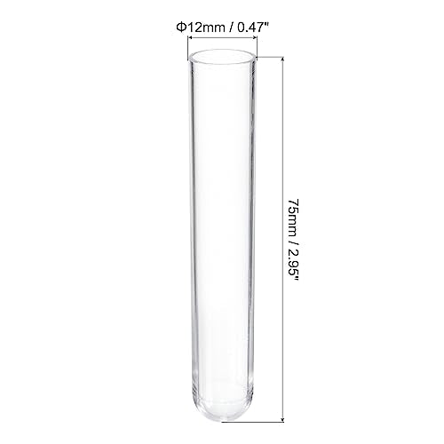 PATIKIL 5ml Plastic Test Tubes with Cork Stoppers, 20Pcs 75x12mm Tubes for Scientific Party Decoration Candy Bead Storage Bath Salt Lab Use, Clear - size: 75x12mm