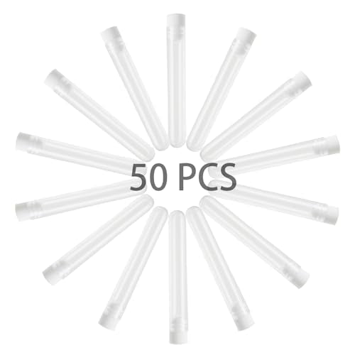 50 Pcs Clear Plastic Test Tubes 16x100mm with Caps and 50-Hole Rack Set - size: 50pcs 16x100mm tubes with blue rack