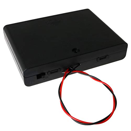 E-outstanding 9V Battery Holder 6X 1.5V AA Battery Storage Case Black Box with ON/Off Switch and Wire Leads