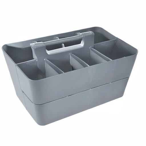 2 PACK - Portable DIY 8 Dividers Durable Plastic Tote Tool & Supply Cleaning Caddy with Handle Made In USA (Orion Gray) - color: Orion Gray