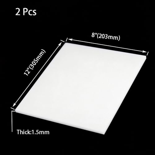 2 PCS Size 8" X 12"-PTFE Plastic Sheet,1/16" Thick White PTFE Virgin Sheet, - size: 8"x12"x1.5mm, style: 2 PCS