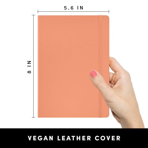 PAPERAGE Lined Journal Notebook, Hardcover Journal for Women & Men, 160 Pages, (5.6 in x 8 in), College Ruled Journaling Notebook for Work, School Supplies & Note Taking, (Coral) - color: Coral, style: A. Lined