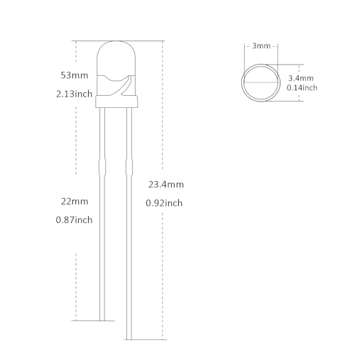 100 3mm Yellow diffused LED diode lamp (Color Lens Frosted Round DC 3V 20mA) Lighting Bulb lamp Electronic Component Indicator Light Emitting diode - color: YELLOW, size: 3MM