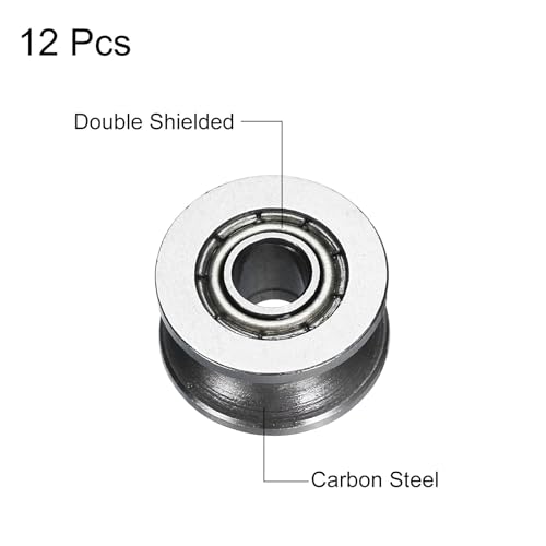 uxcell 12pcs U624ZZ U Groove Track Guide Bearing 4x13x7mm U Groove Roller Wheel Carbon Steel Bearings, ABEC3 - size: TU0310