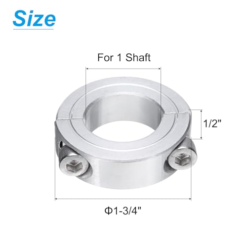 uxcell Double Split Clamp-On Shaft Collar for 1" Shaft, Aluminum Alloy - size: 1"
