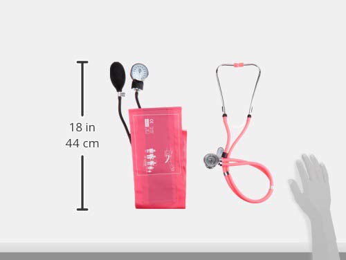 EMI Professional Deluxe Aneroid Sphygmomanometer and Sprague Rappaport Stethoscope Set Kit #330 (Pink) - color: Pink