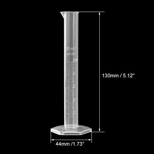 uxcell 3pcs Plastic Graduated Cylinder 10ml Measuring Cylinder for Lab Home