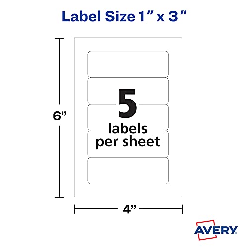 Avery Multi-Use Removable Labels, 1" x 3", Print or Write ID Labels, White, 750 Total (3-Pack of 35436)