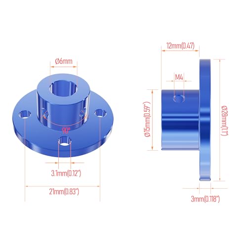 2Pcs 6mm Flange Shaft Coupling, Rigid Coupling, Blue - size: 6mm id-15mm od