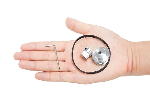 2PCS Set 2GT Aluminum Timing Pulley 20&40 Teeth 6.35mm Bore Synchronous Wheel with 2PCS Length 200mm Width 6mm Belt (20-40T-6.35B-6) - size: 6.35MM Bore, style: 20-40T-6.35B-6MM