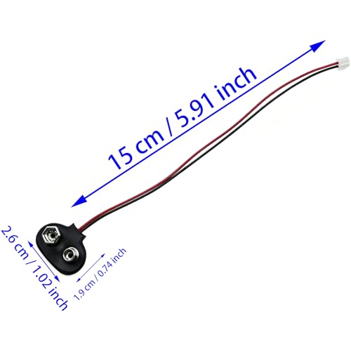 9V Battery Clip Connector 2 PCS T-Type 9 Volt Battery Clip 9V Battery Snap to 2-Pin PH2.0 Connector Flexible Buckle Plastic Housing (15CM) - color: PH2.0-T-2P