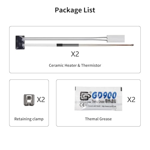 2 Pack Ceramic Heater and Thermistor for P1P 3D Printer Accessories