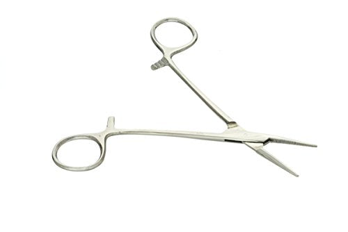 SE 5-Inch Stainless Steel Straight Forceps - Self-Locking, Serrated Tip for Precision Grip and Clamping - Perfect for Crafting, Fishing Tasks, Jewelry Making, and More! -650FS - size: 5", style: Straight