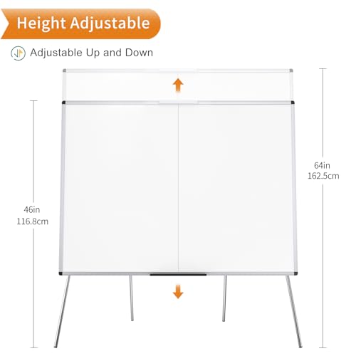 VIZ-PRO Magnetic Whiteboard Easel, Foldable, 48 x 36 Inches - size: 48"W x 36"H