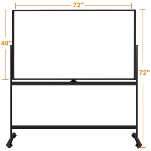 Large Rolling Whiteboard on Wheels, 72x40 Inches Dry Erase Board with Stand - color: Black, size: 72"W x 40"H