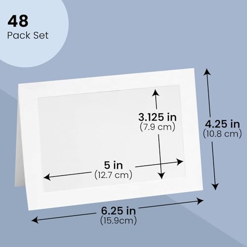 Best Paper Greetings 48 Pack Photo Frame Cards 4 x 6 inch with Matching Envelopes, Blank Paper Picture Holder Cards for DIY Birthday & Anniversary Photo Greetings