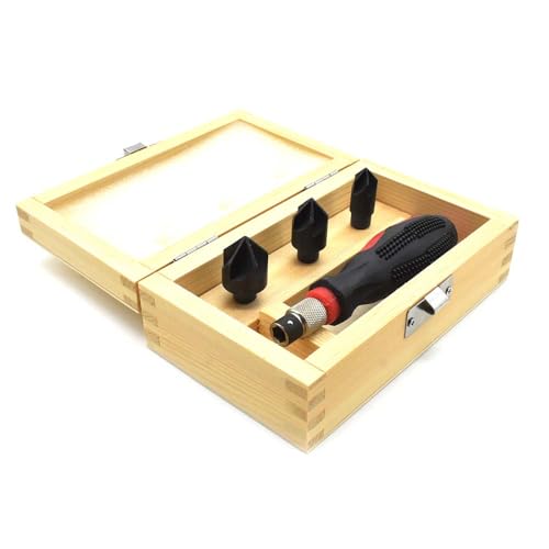 BIG HORN 19555 3-in-1 Countersink Set - 3 Interchangeable Cutters - Save Time & Deburr Metal - 1 Count