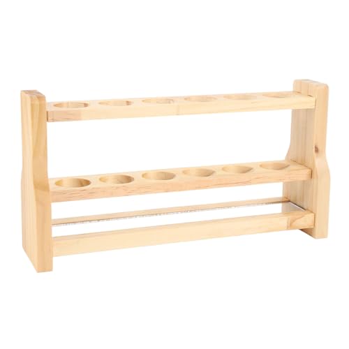 Wooden Test Tube Rack, Pine Wood Holder with 6 Round Holes, Laboratory Equipment Rack with Stable Base, Ideal for Cosmetics, Essential Oils Organization (31mm) - size: 31mm