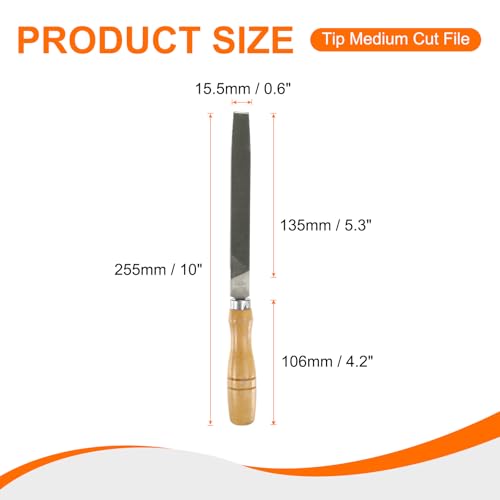 HARFINGTON Tip Medium Cut File 6" Double Cut Teeth High Carbon Steel Hand Rasp File with Wood Handle for Metal Wood Deburring Removing - size: 6", style: Medium