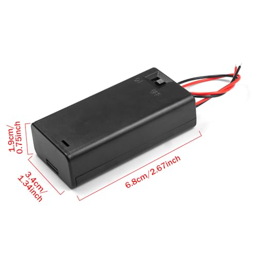 (Pack of 2 2 AA Battery Holder with Switch, 2X 1.5V AA Battery Holder Case with Wire Leads and ON/Off Switch