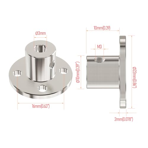 3mm Flange Shaft Coupling, Rigid Coupling - size: 3mm id-10mm od