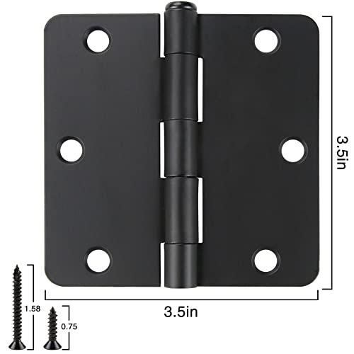 18 Pack Black Door Hinges Black Matte Black Hinges for Doors 3 1/2 Interior Door Hinges 3.5" x3.5 Inch Hinges Rounded 1/4" Raidus Standard Residential Bedroom Door Hinge Sturdy Door Hardware - color: Matte Black