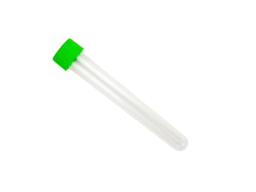 Caplugs Evergreen 214-2068-G50 TTTC Series General Purpose Test Tubes with Screw Caps, 13mm (D) x 100mm (H), 8 mL, Polystyrene Tube, HDPE Cap, Laboratory Testing, Transparent, 250 Pack (99192920)