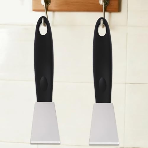 2pcs 3D Printer Scraper Set, Stainless Steel Straight Head Print Scraper with Non-Slip Plastic Grip Professional Metal 3D Printer Bed Accessories Spatula Tool for Model Removal